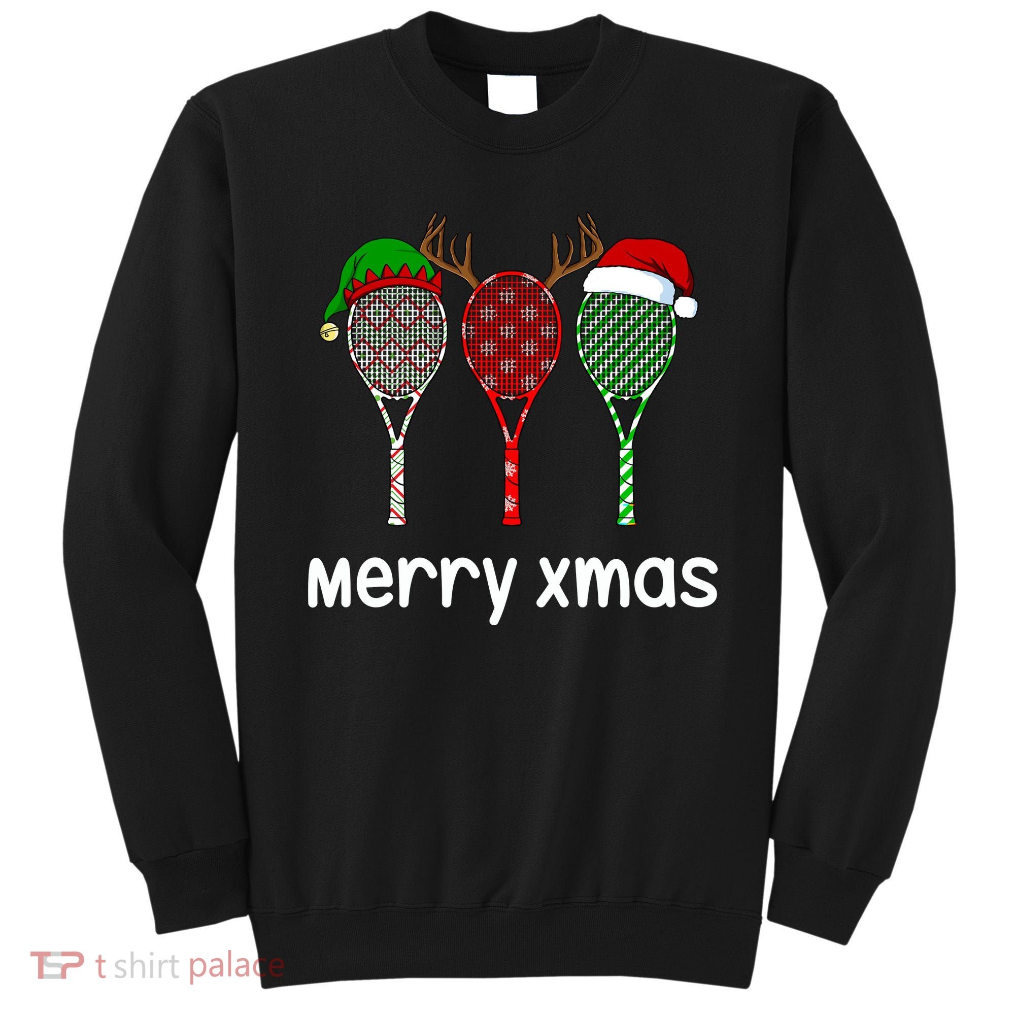 Tennis Racket Christmas Hat Reindeer Anlter Game Sport Sweatshirt Sweatshirt