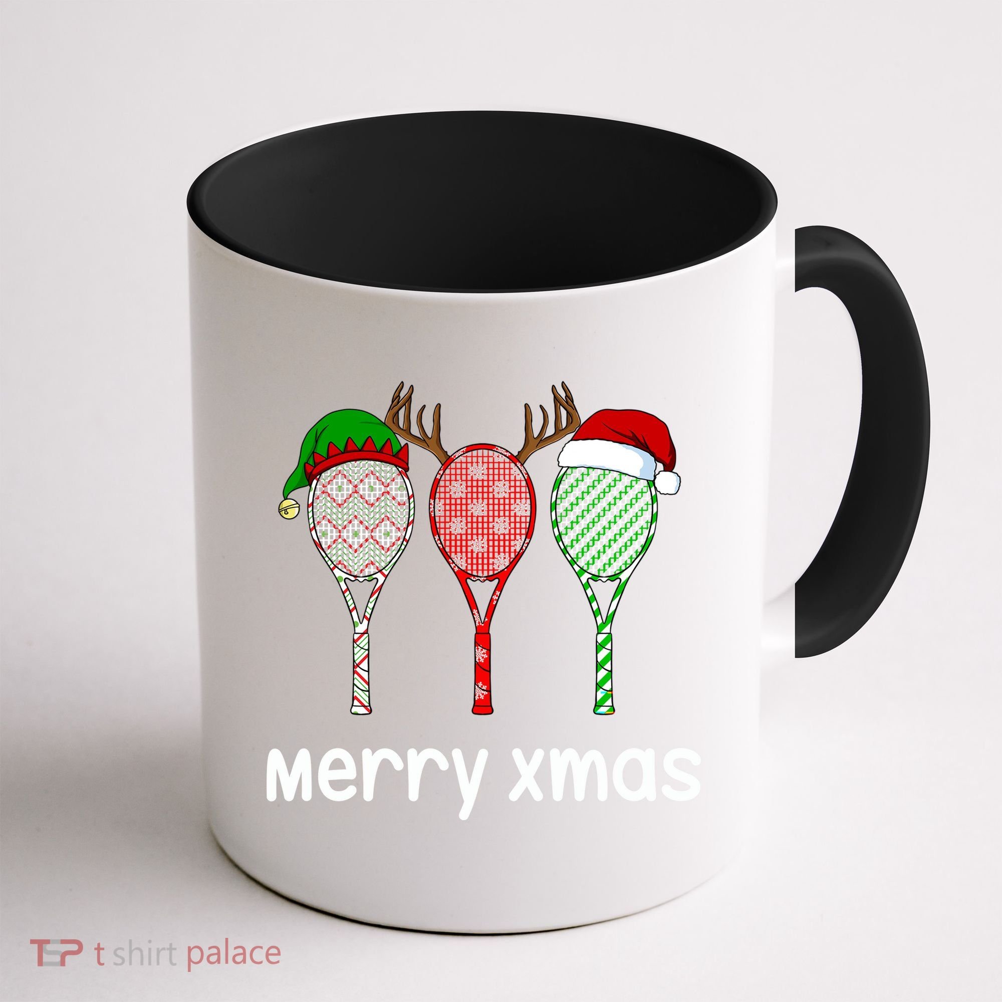 Tennis Racket Christmas Hat Reindeer Anlter Game Sport Sweatshirt Coffee Mug