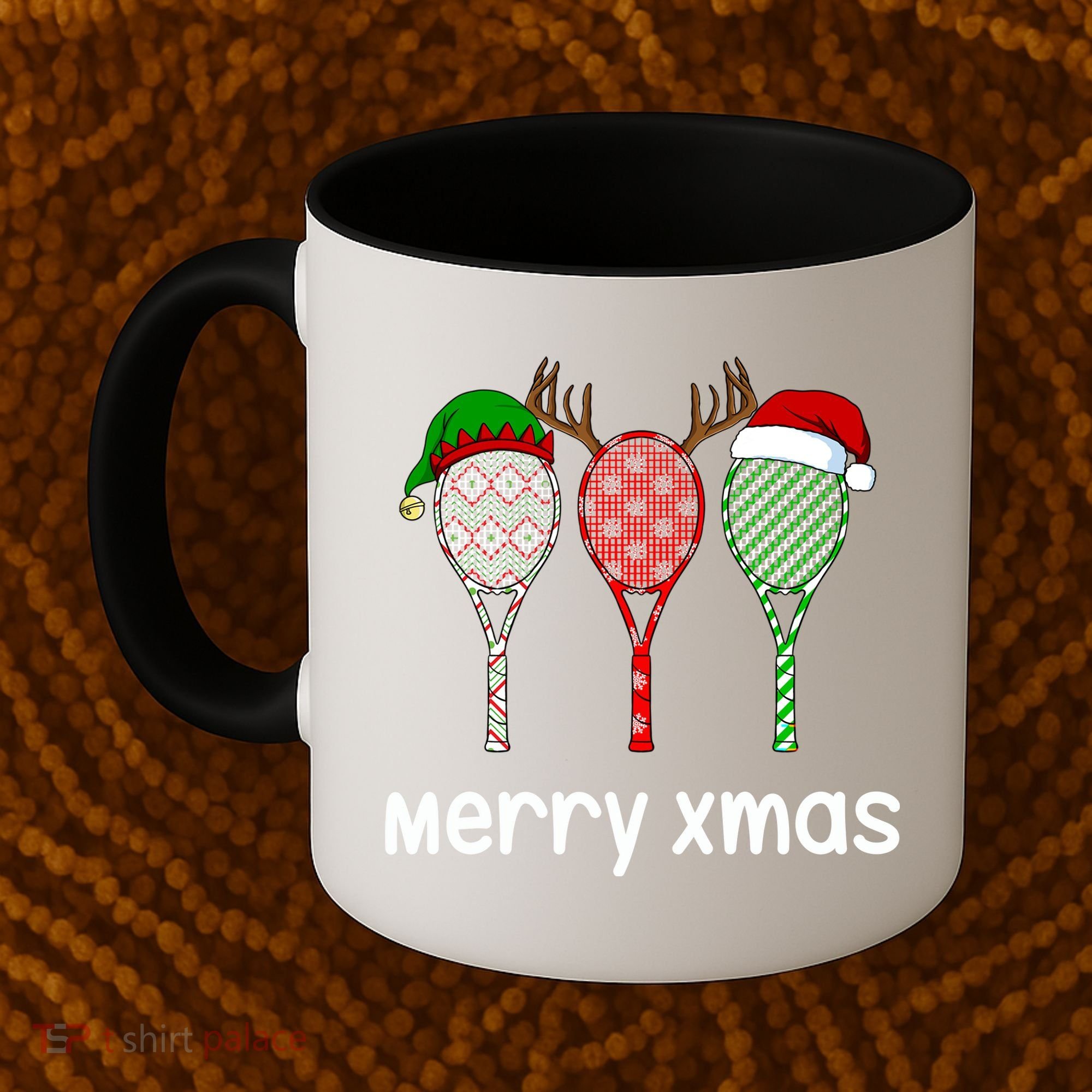 Tennis Racket Christmas Hat Reindeer Anlter Game Sport Sweatshirt Coffee Mug