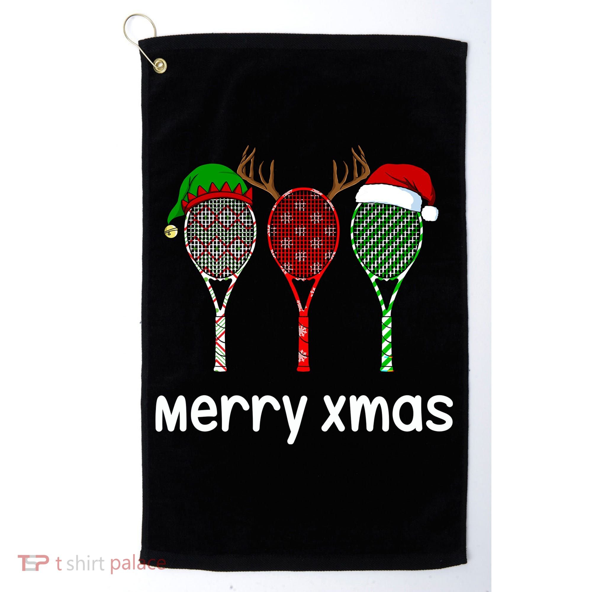 Tennis Racket Christmas Hat Reindeer Anlter Game Sport Sweatshirt Golf Towel