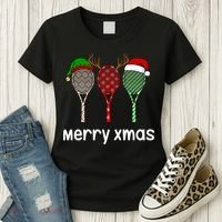 Tennis Racket Christmas Hat Reindeer Anlter Game Sport Sweatshirt Women's T-Shirt thumb 3
