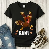 Turkey Run Costume Thanksgiving Running Turkey Trot Women's T-Shirt thumb 3