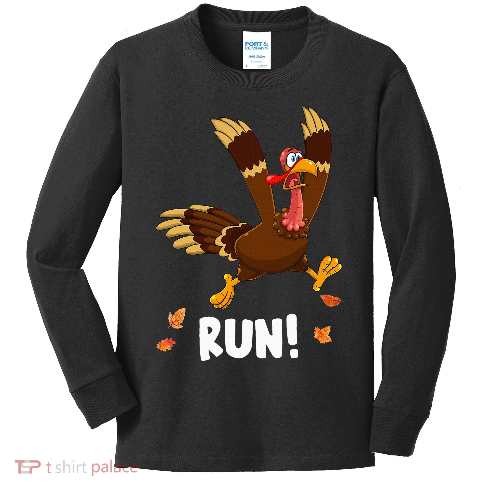 Turkey Run Costume Thanksgiving Running Turkey Trot Kids Long Sleeve Shirt