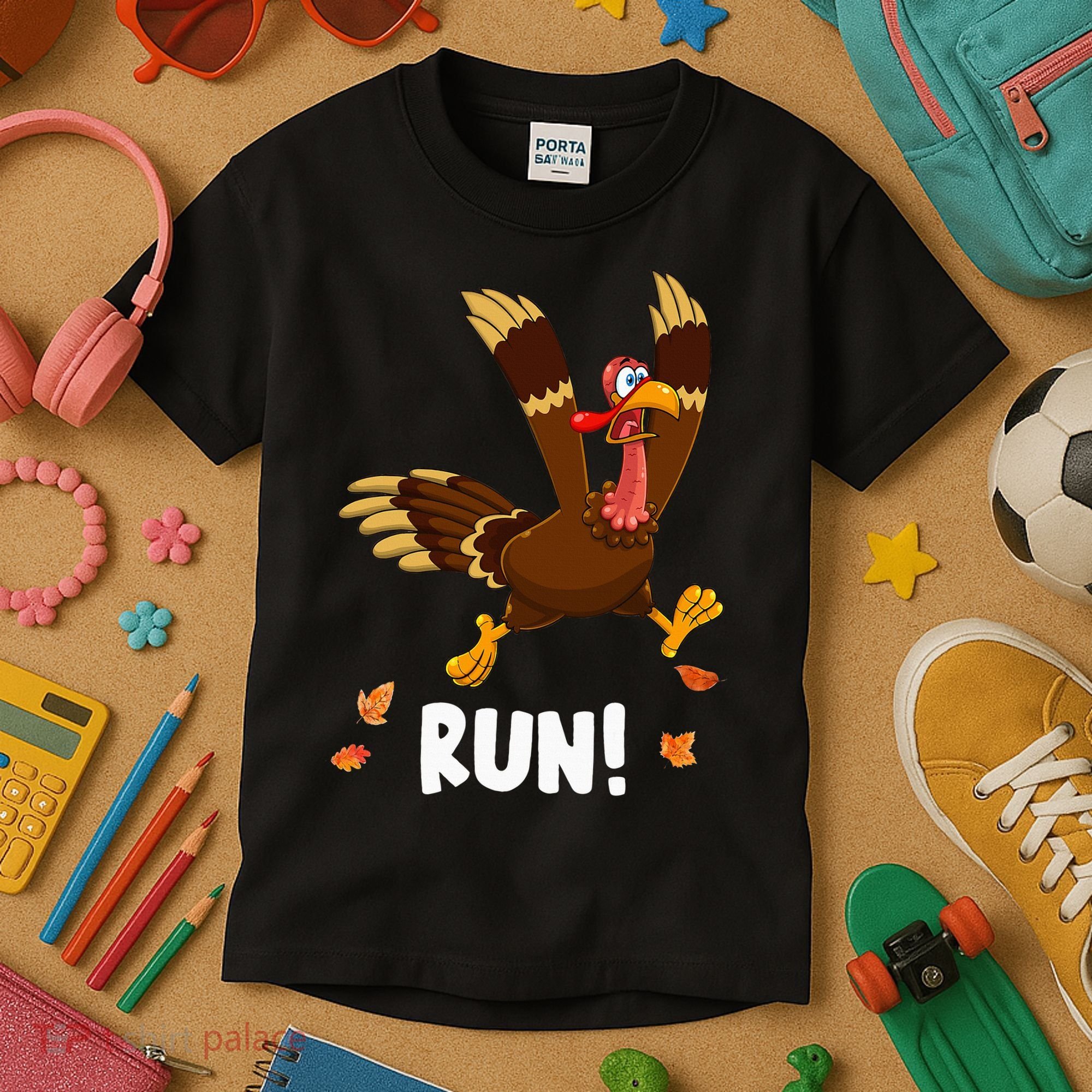 Turkey Run Costume Thanksgiving Running Turkey Trot Kids T-Shirt