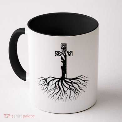 Tree Root Christian Cross Coffee Mug