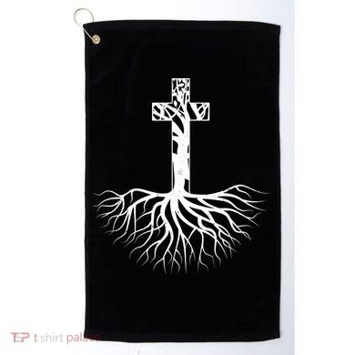 Tree Root Christian Cross Golf Towel