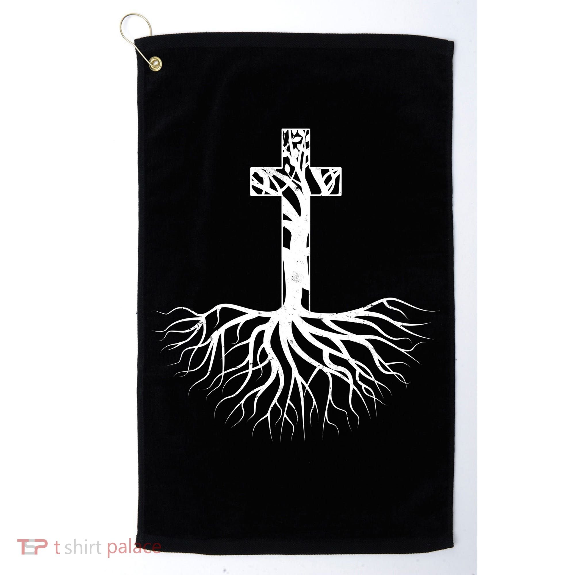 Tree Root Christian Cross Golf Towel
