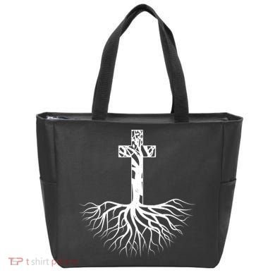 Tree Root Christian Cross Tote Bag