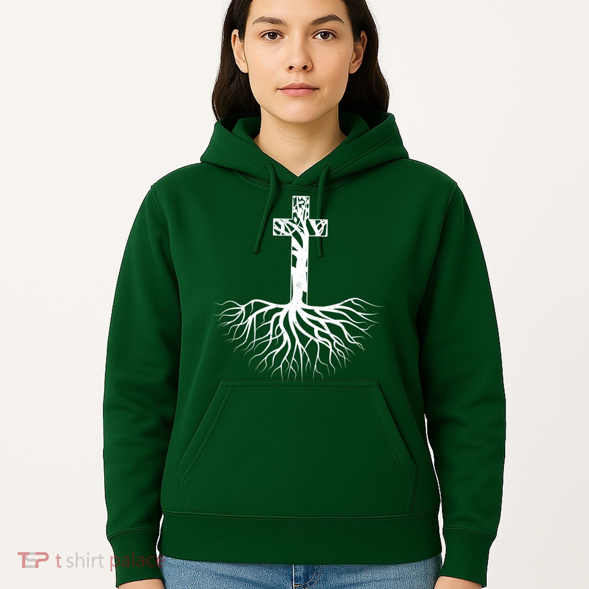 Tree Root Christian Cross Hoodie