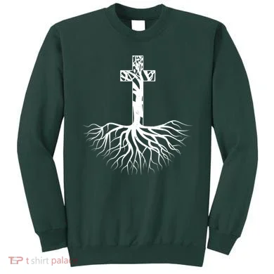 Tree Root Christian Cross Sweatshirt