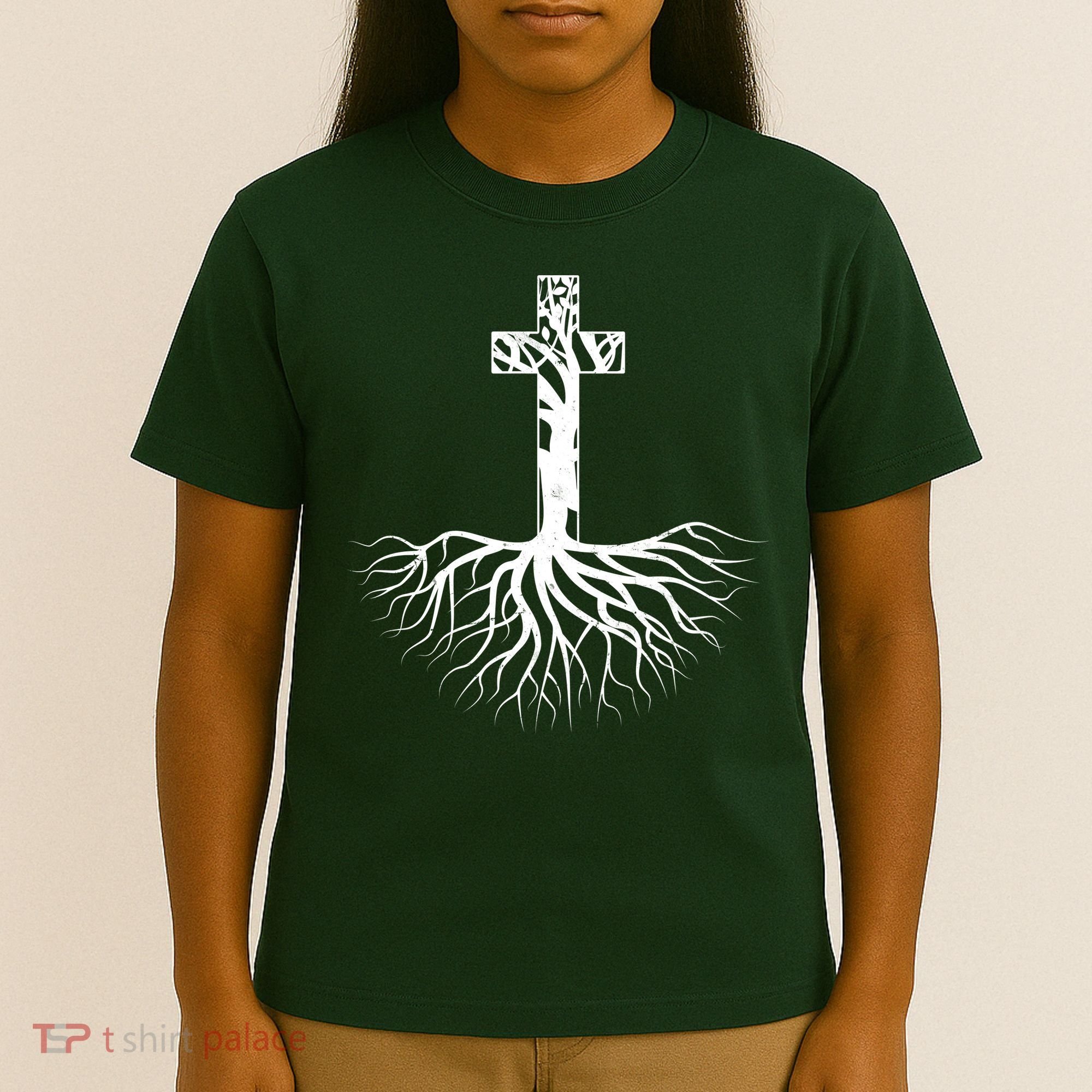 Tree Root Christian Cross T-Shirt