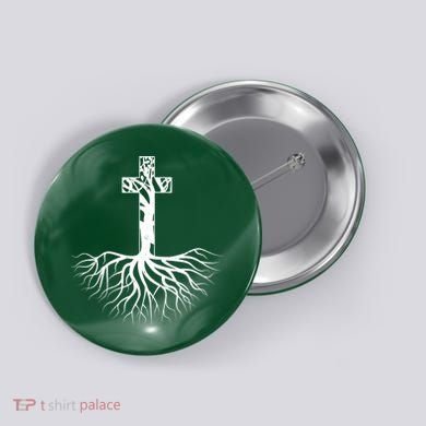 Tree Root Christian Cross Button