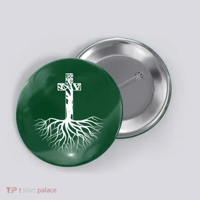 Tree Root Christian Cross Button