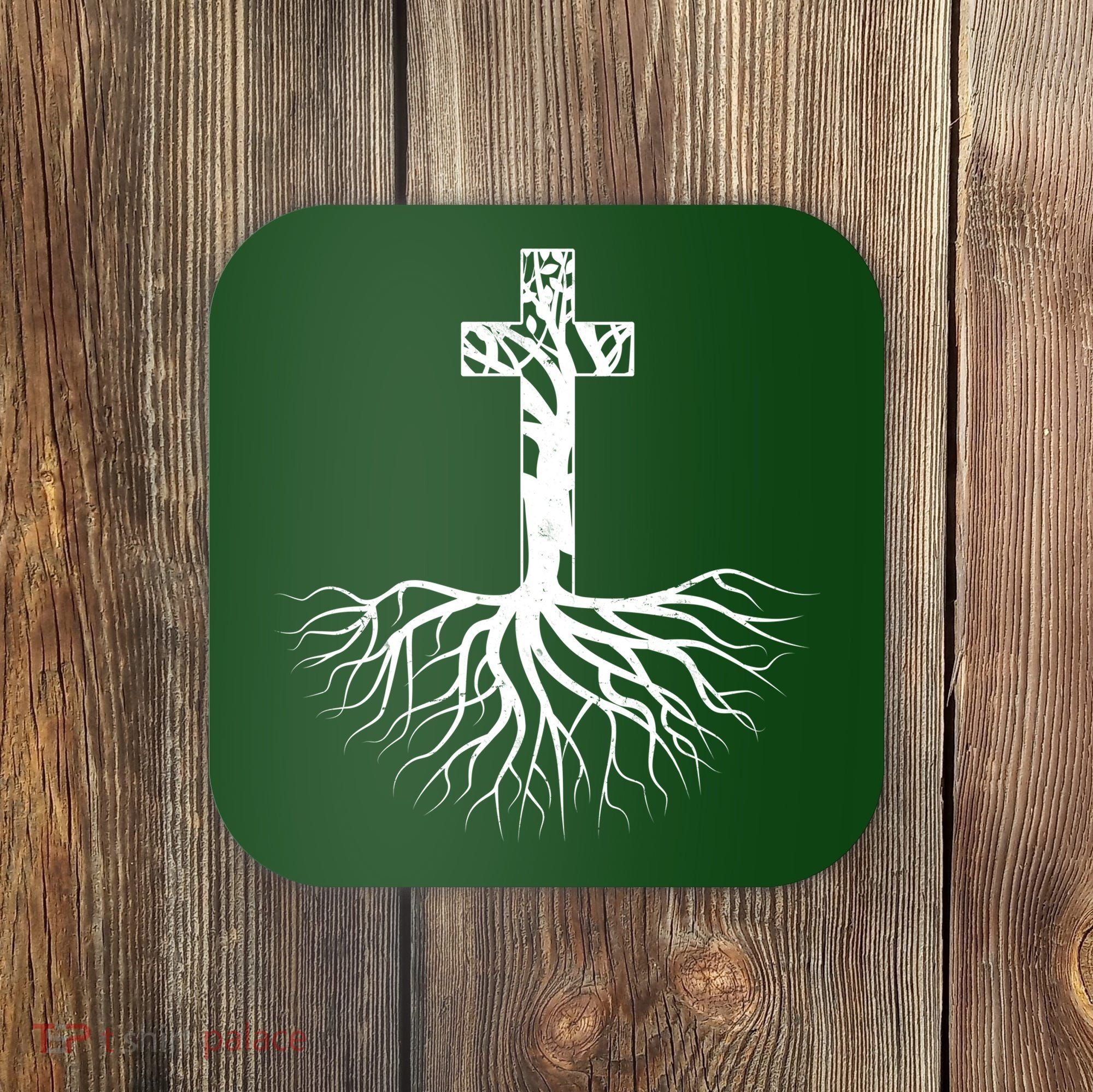 Tree Root Christian Cross Coaster