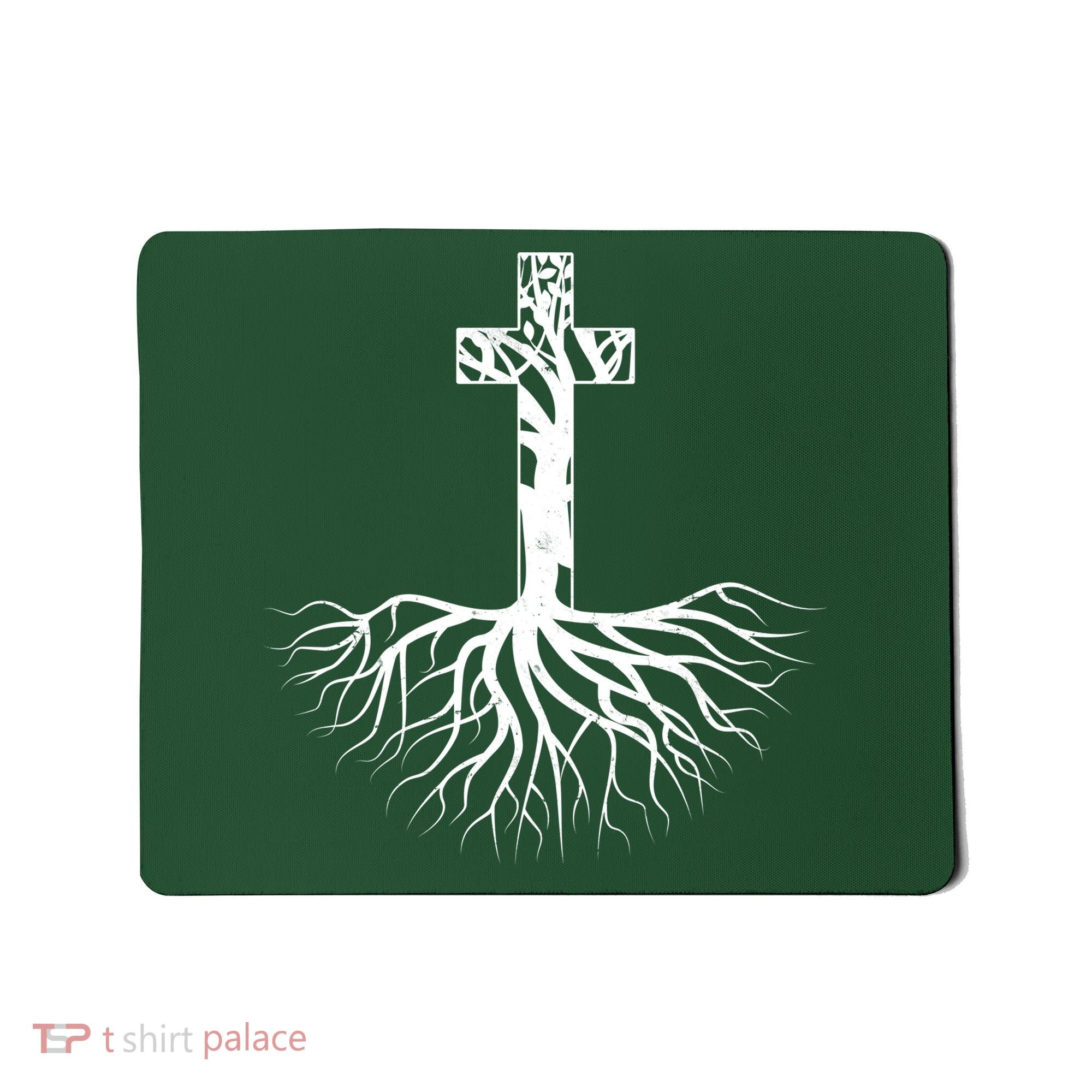 Tree Root Christian Cross Mousepad