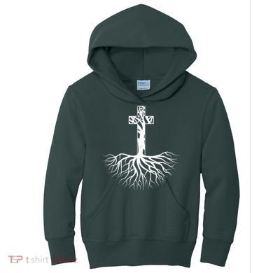 Tree Root Christian Cross Kids Hoodie