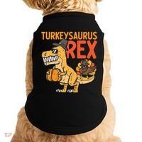 Turkeysaurus Rex Cute Funny Thanksgiving Dinosaur Doggie Tank thumb 0