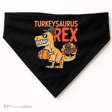 Turkeysaurus Rex Cute Funny Thanksgiving Dinosaur USA-Made Doggie Bandana