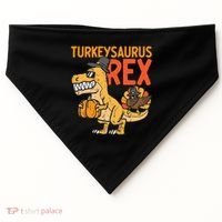 Turkeysaurus Rex Cute Funny Thanksgiving Dinosaur USA-Made Doggie Bandana thumb 0