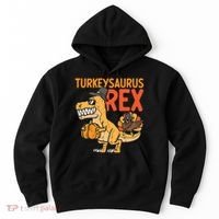 Turkeysaurus Rex Cute Funny Thanksgiving Dinosaur Hoodie thumb 0