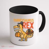 Turkeysaurus Rex Cute Funny Thanksgiving Dinosaur Coffee Mug thumb 1