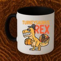 Turkeysaurus Rex Cute Funny Thanksgiving Dinosaur Coffee Mug thumb 2