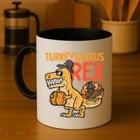 Turkeysaurus Rex Cute Funny Thanksgiving Dinosaur Coffee Mug thumb 4