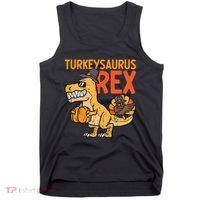 Turkeysaurus Rex Cute Funny Thanksgiving Dinosaur Tank Top thumb 0