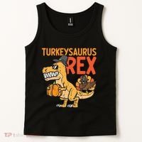 Turkeysaurus Rex Cute Funny Thanksgiving Dinosaur Tank Top thumb 2