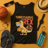 Turkeysaurus Rex Cute Funny Thanksgiving Dinosaur Tank Top thumb 4