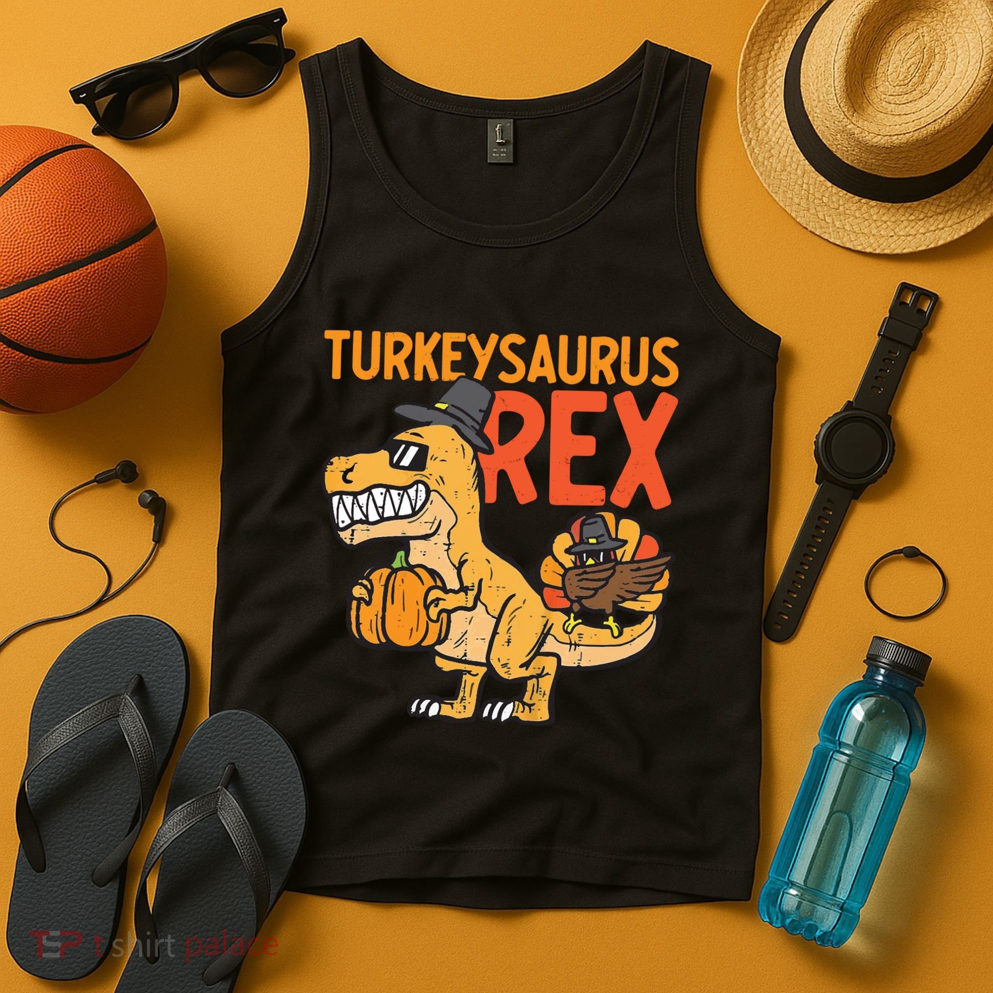 Turkeysaurus Rex Cute Funny Thanksgiving Dinosaur Tank Top