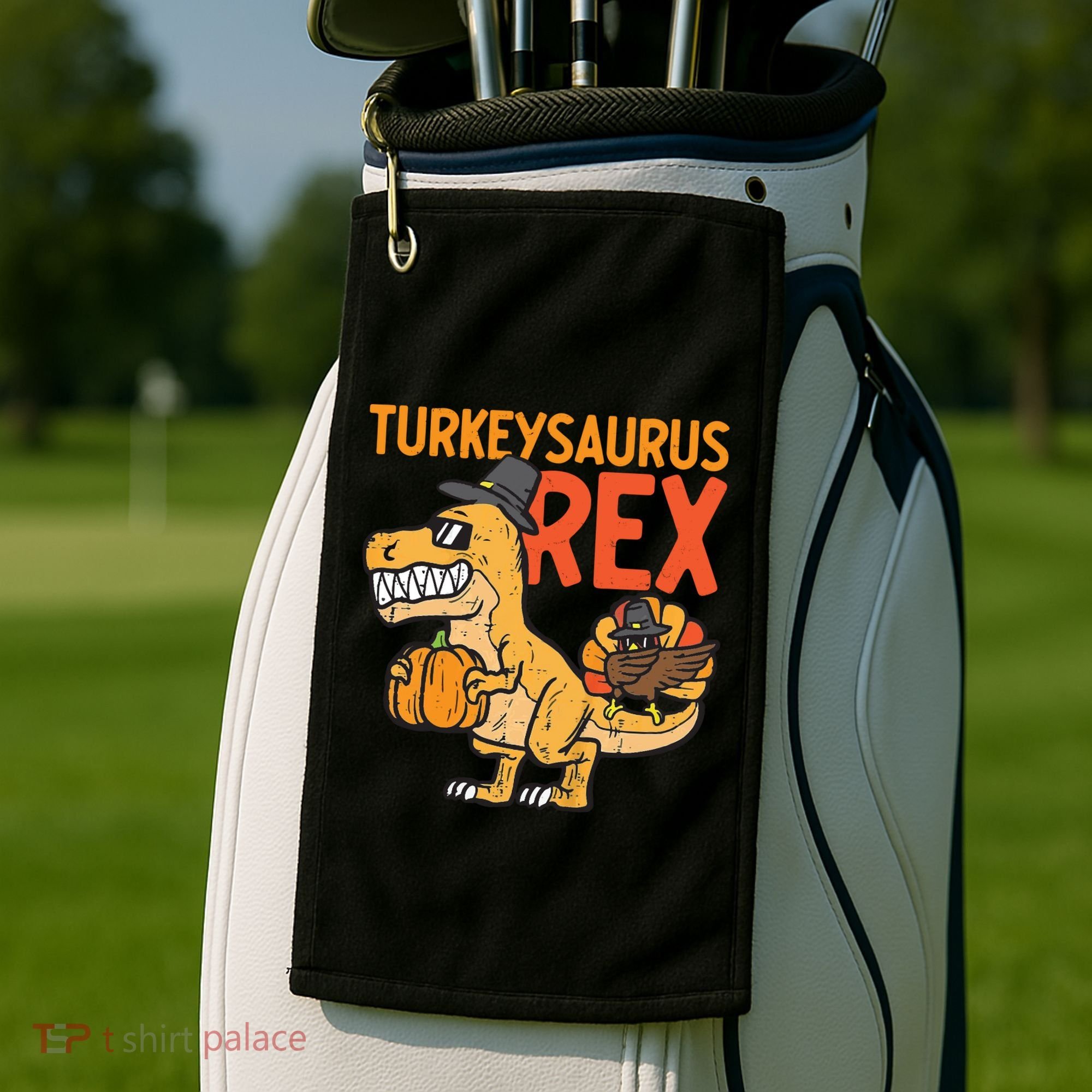 Turkeysaurus Rex Cute Funny Thanksgiving Dinosaur Golf Towel