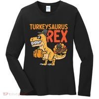 Turkeysaurus Rex Cute Funny Thanksgiving Dinosaur Women's Long Sleeve Shirt thumb 0