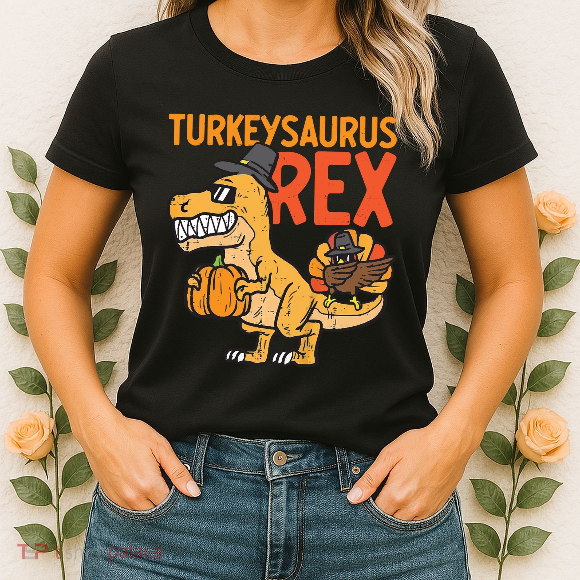 Turkeysaurus Rex Cute Funny Thanksgiving Dinosaur Women's T-Shirt