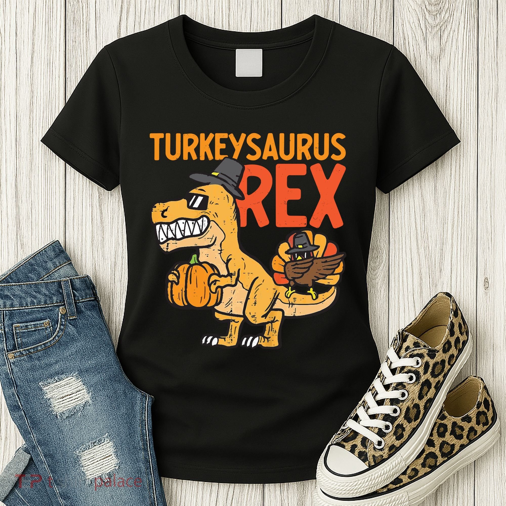 Turkeysaurus Rex Cute Funny Thanksgiving Dinosaur Women's T-Shirt