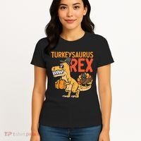 Turkeysaurus Rex Cute Funny Thanksgiving Dinosaur Women's T-Shirt thumb 4