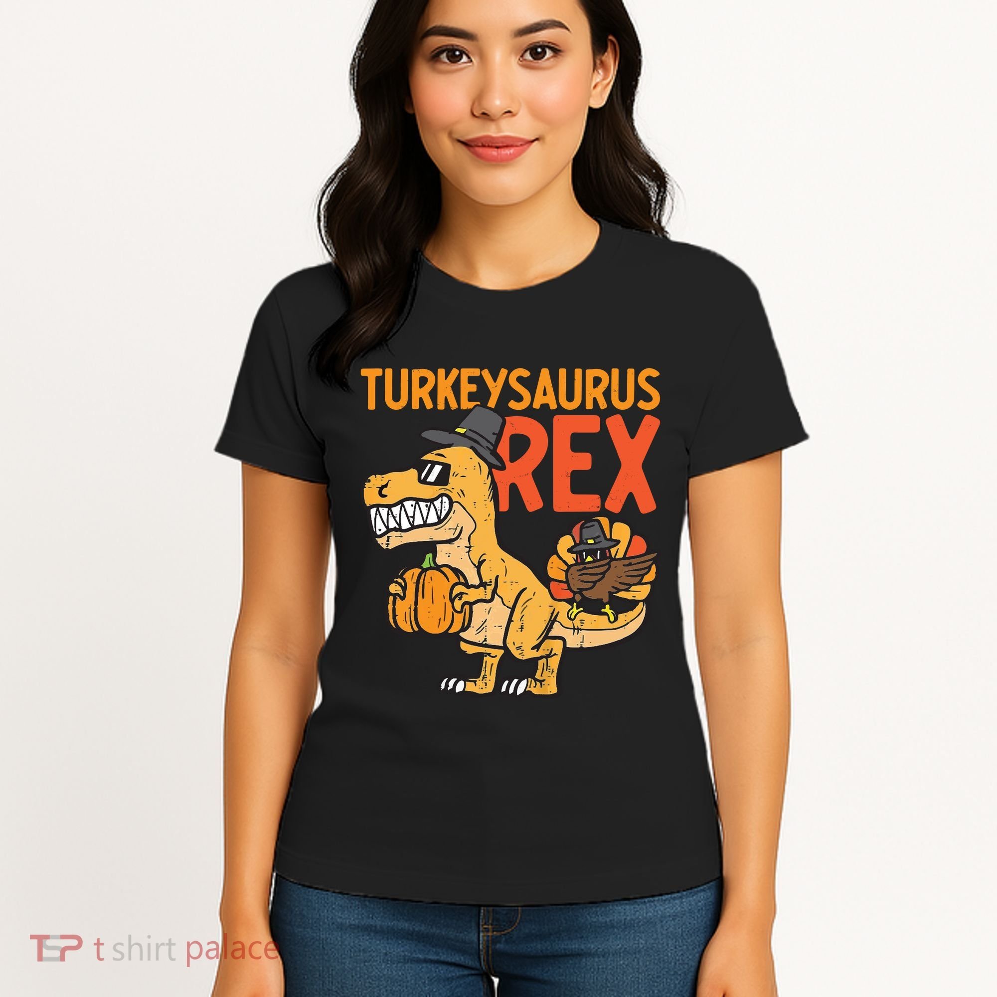 Turkeysaurus Rex Cute Funny Thanksgiving Dinosaur Women's T-Shirt