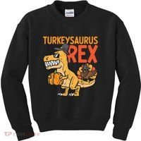 Turkeysaurus Rex Cute Funny Thanksgiving Dinosaur Kids Sweatshirt thumb 0