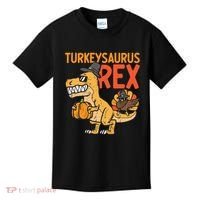 Turkeysaurus Rex Cute Funny Thanksgiving Dinosaur Kids T-Shirt thumb 0