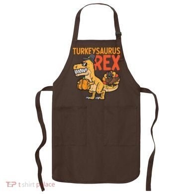 Turkeysaurus Rex Cute Funny Thanksgiving Dinosaur Apron