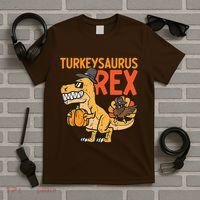 Turkeysaurus Rex Cute Funny Thanksgiving Dinosaur T-Shirt thumb 5