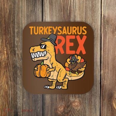 Turkeysaurus Rex Cute Funny Thanksgiving Dinosaur Coaster
