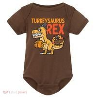 Turkeysaurus Rex Cute Funny Thanksgiving Dinosaur Baby Bodysuit thumb 0