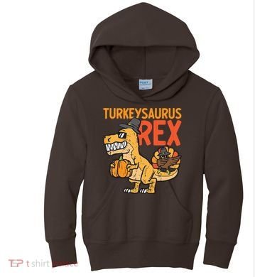 Turkeysaurus Rex Cute Funny Thanksgiving Dinosaur Kids Hoodie