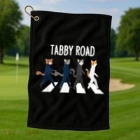 Tabby Road Cats Cat Lover Golf Towel thumb 1