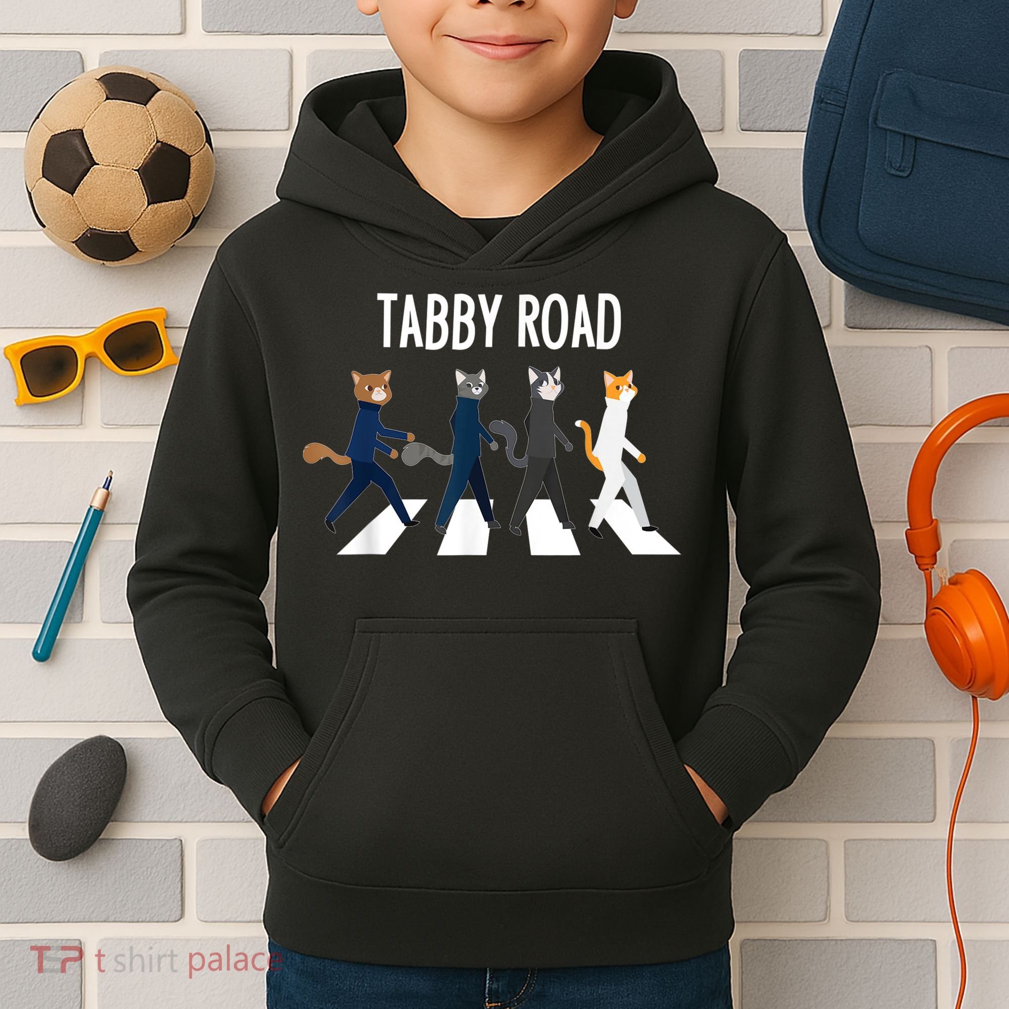 Tabby Road Cats Cat Lover Kids Hoodie