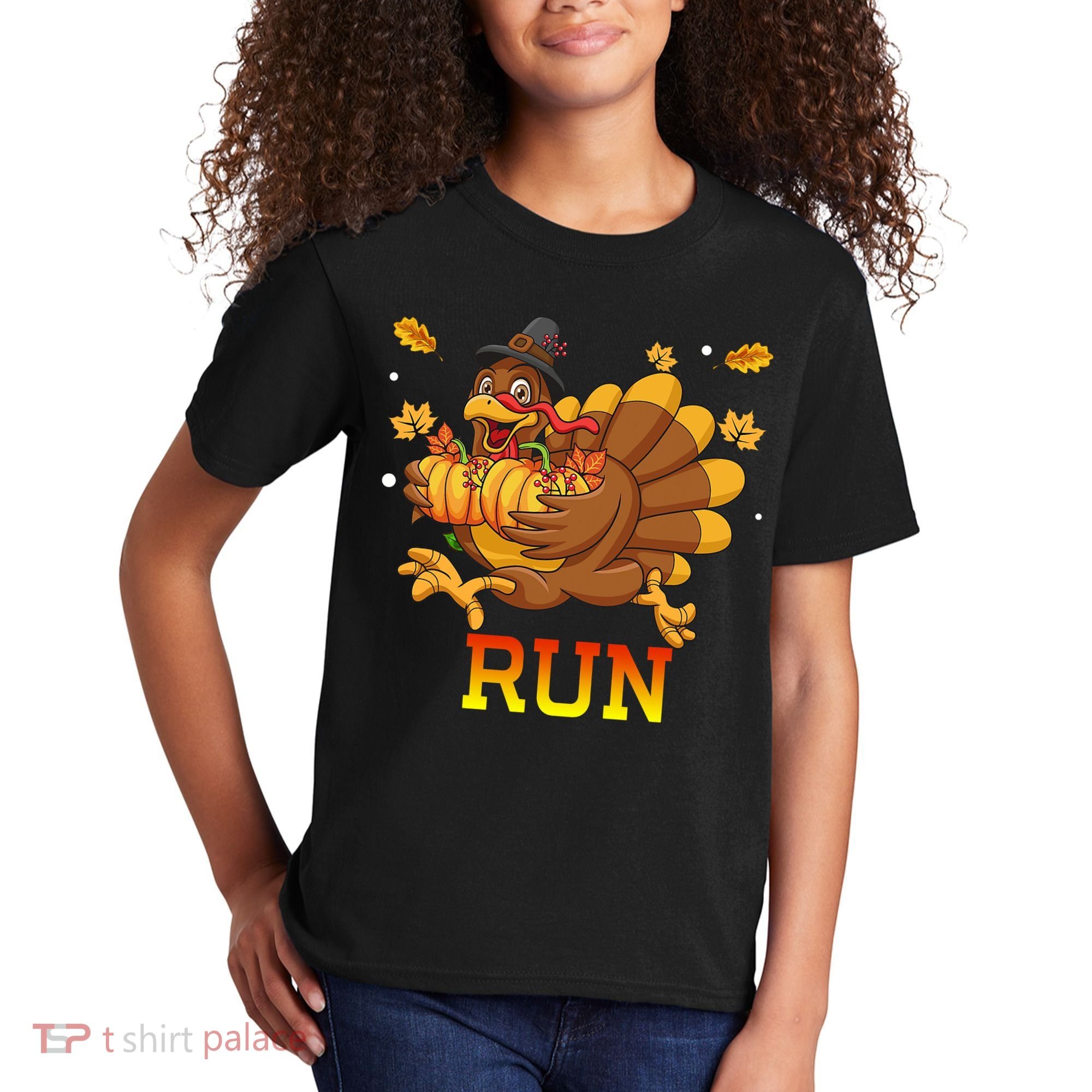 Turkey Run Costume Thanksgiving Running Turkey Trot Kids T-Shirt