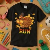 Turkey Run Costume Thanksgiving Running Turkey Trot Kids T-Shirt thumb 3