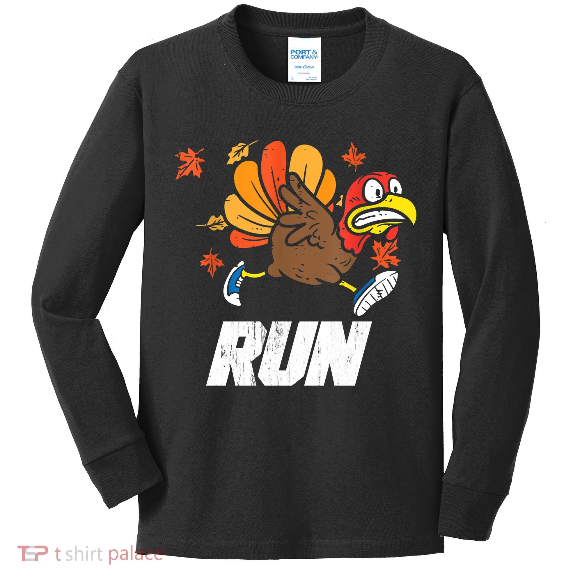 Turkey Run Costume Thanksgiving Running Turkey Trot Kids Long Sleeve Shirt
