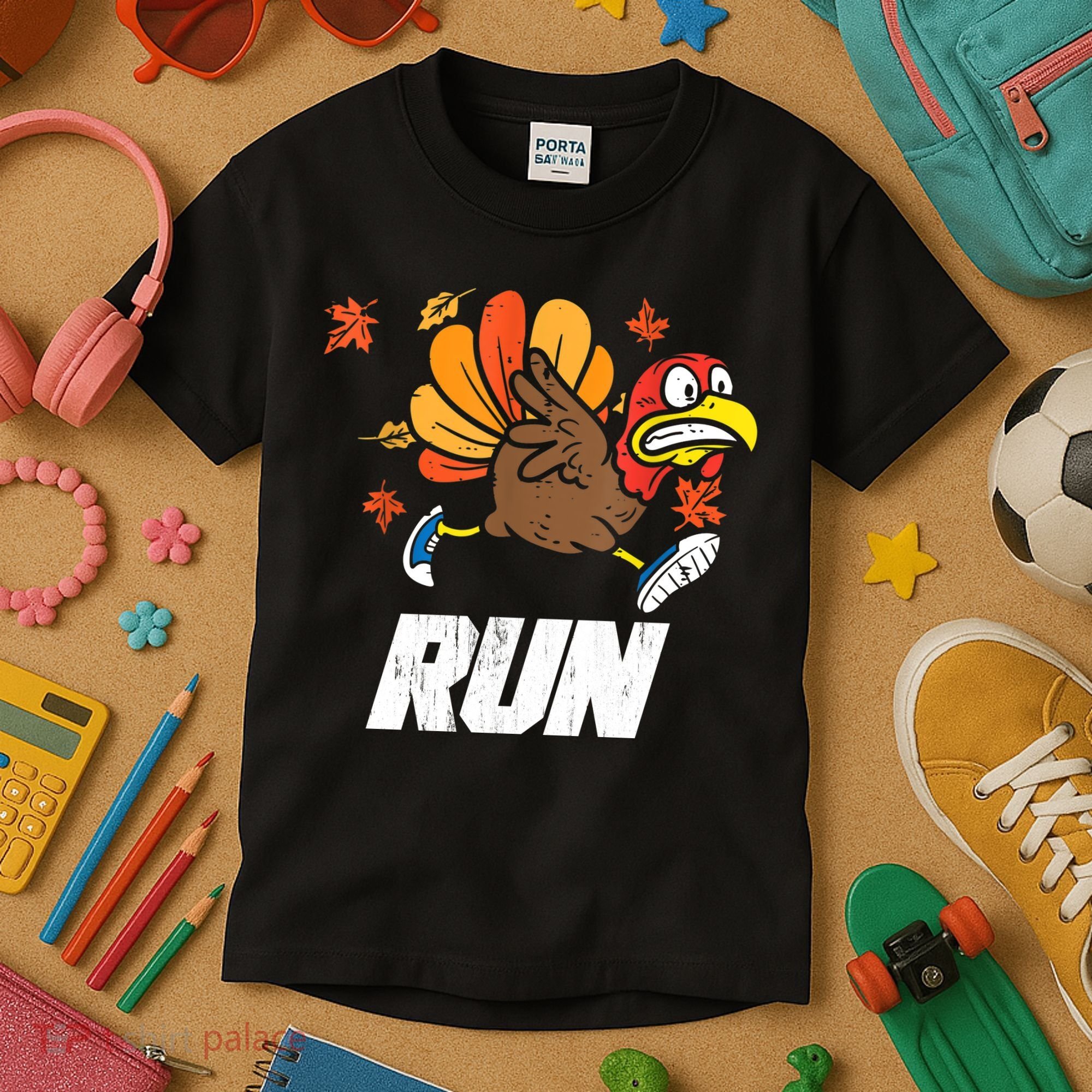 Turkey Run Costume Thanksgiving Running Turkey Trot Kids T-Shirt
